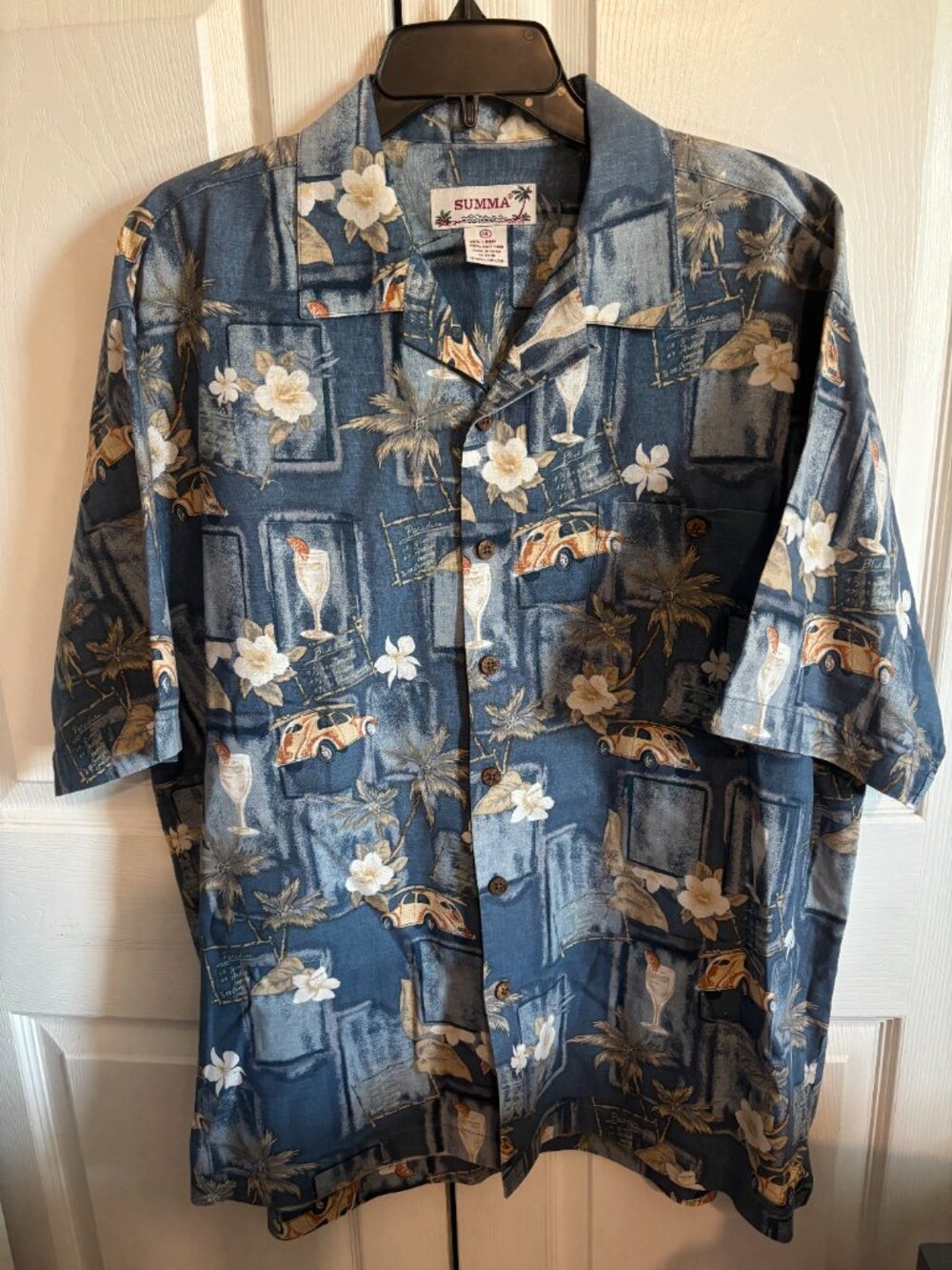 SUMMA Men's Casual Short Sleeve Shirt Size XL Island Theme
